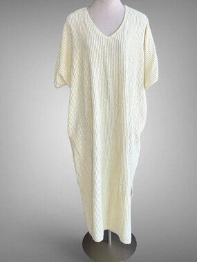 Vintage Leisure Life Yellow Chenille Kaftan Loungewear Robe One Size